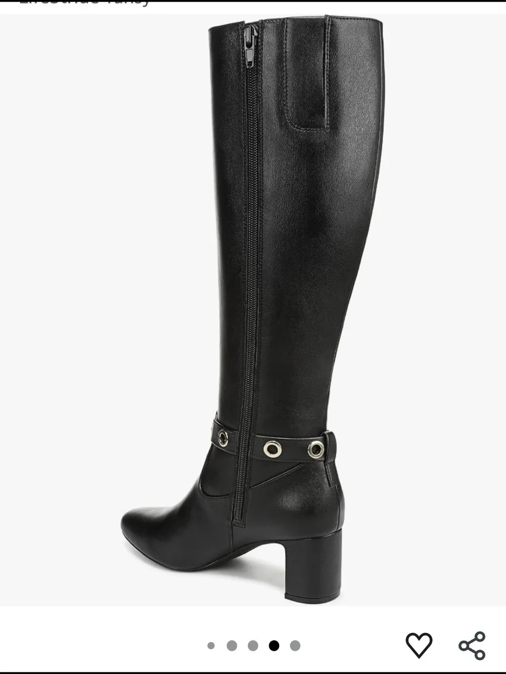 Life Stride Black Block Heel Boots with Eyelet Strap 8.5W